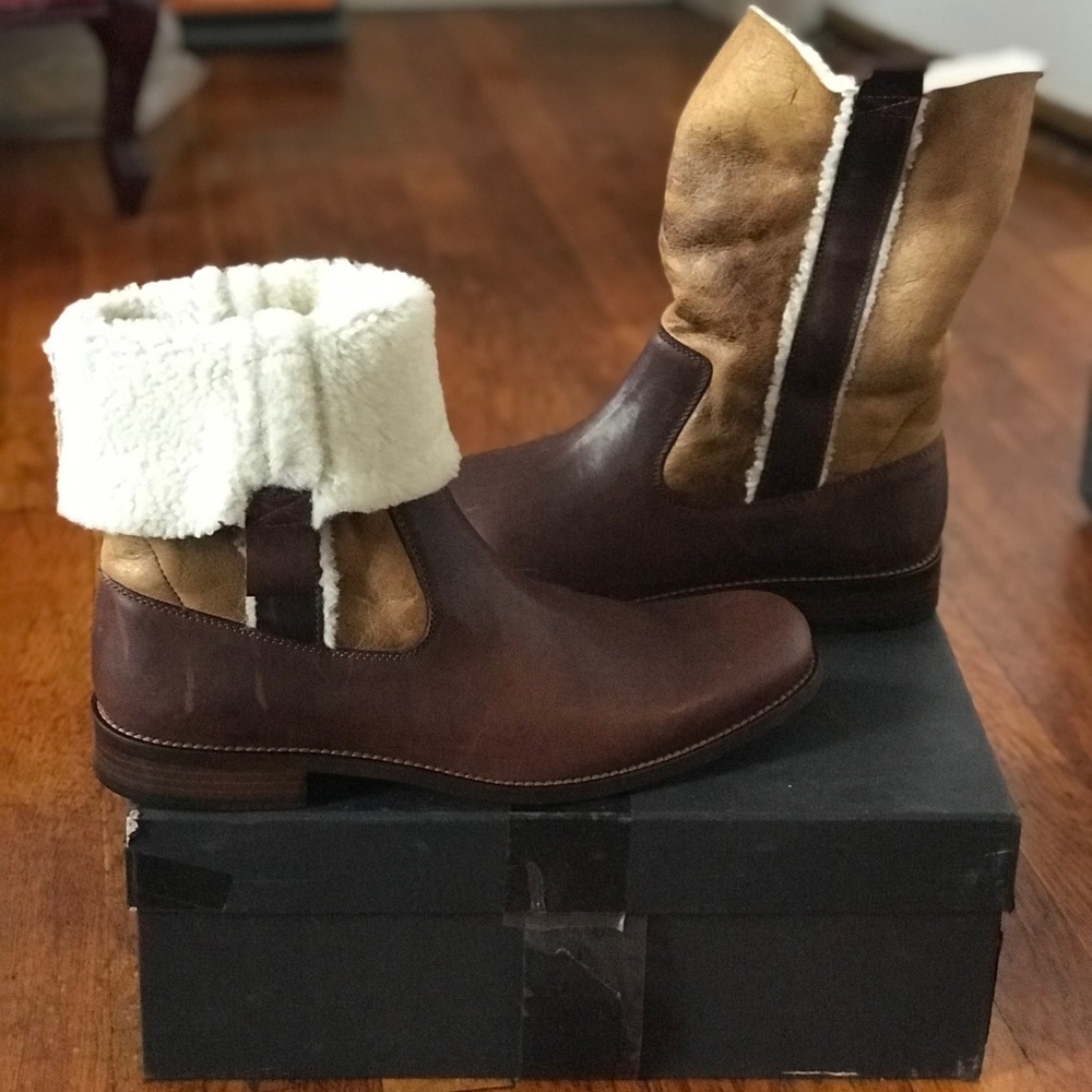 John Varvatos New Leather shearling boots